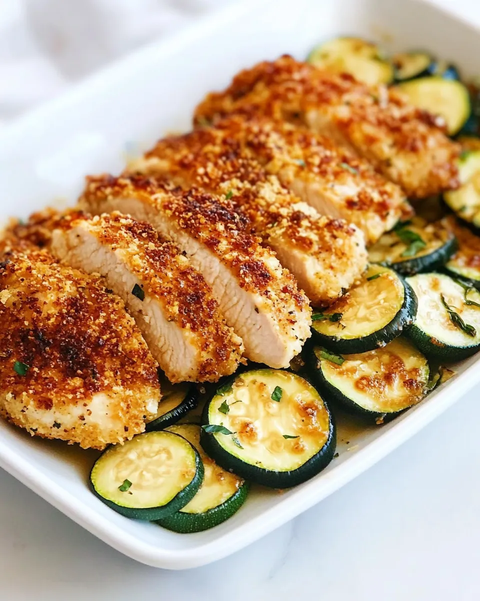 Classic Crispy Parmesan Garlic Chicken With Zucchini image