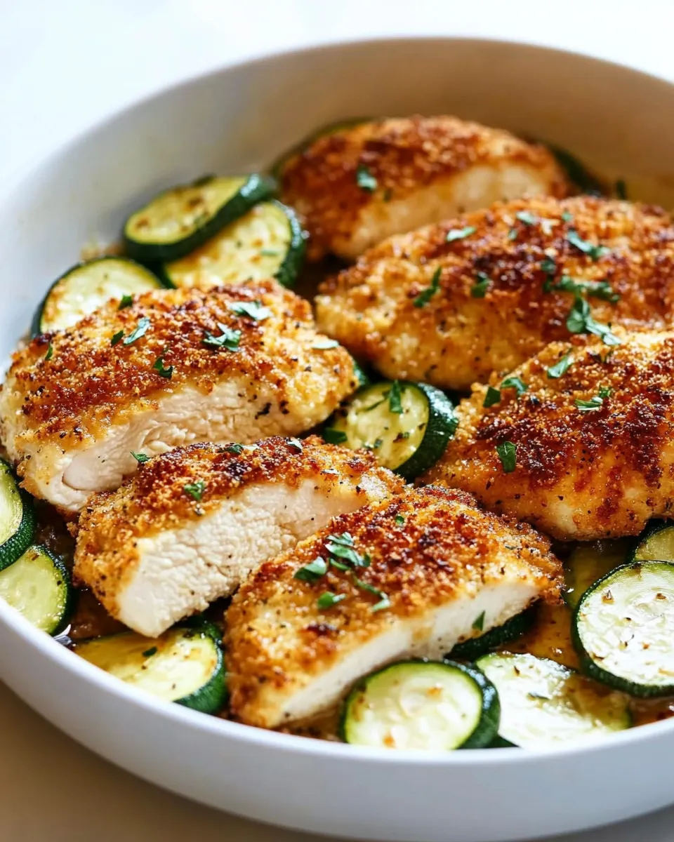 Easy Crispy Parmesan Garlic Chicken With Zucchini recipe photo
