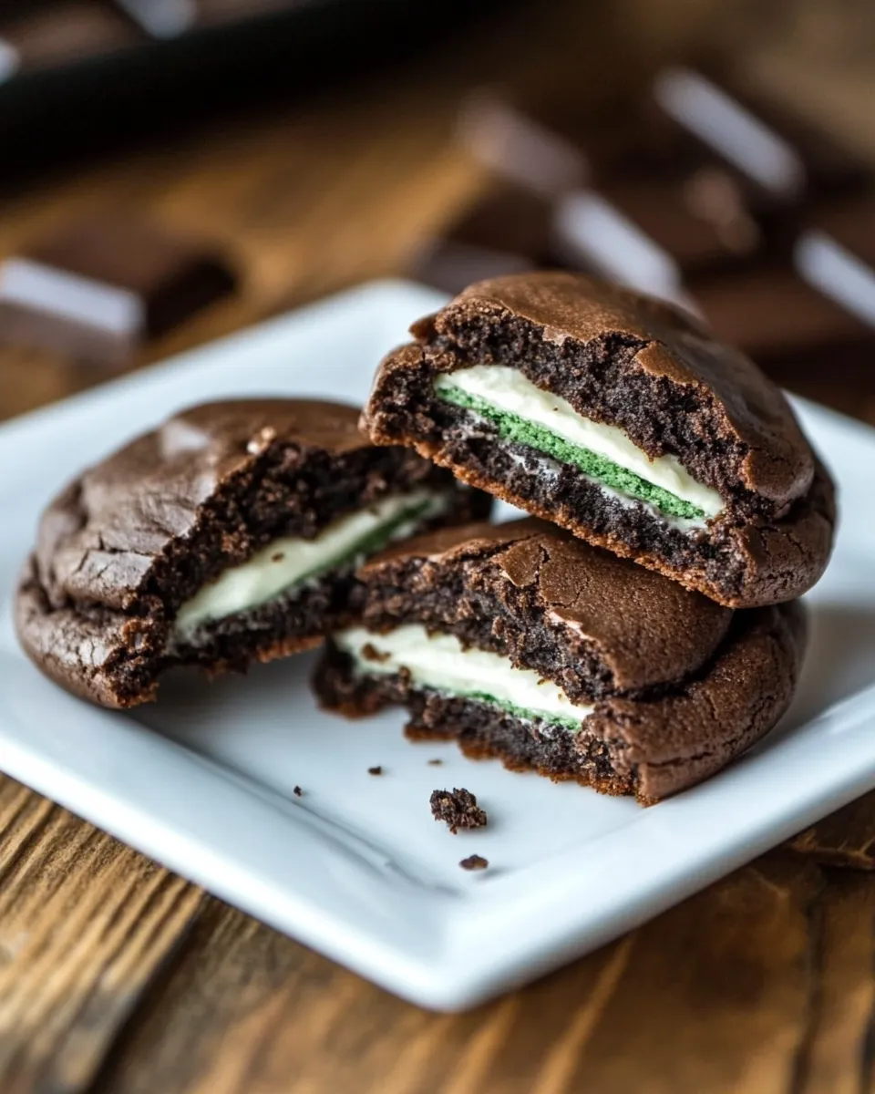 Sweet Crme de Menthe Stuffed Chocolate Cookies dish photo