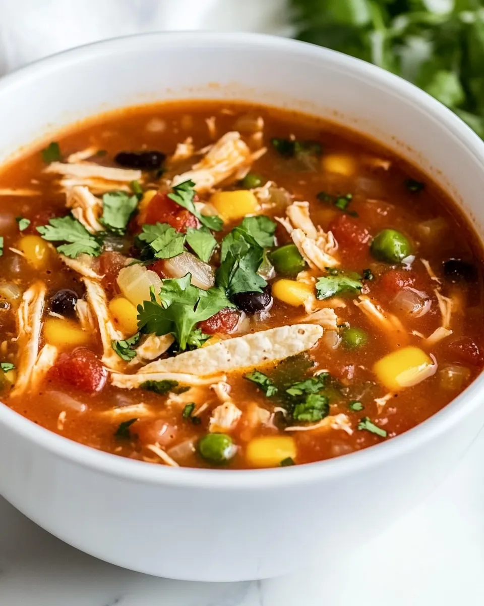 Easy Crock Pot Chicken Tortilla Soup shot