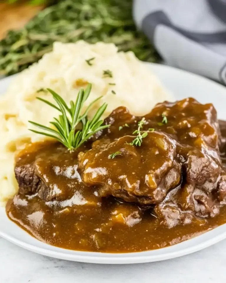 Homemade Crock Pot Cubed Steak with Gravy photo
