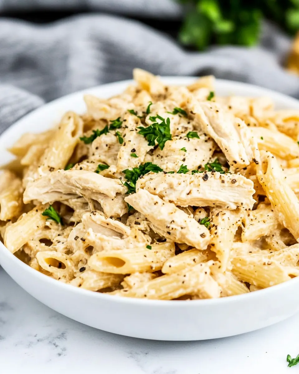 Savory Crock Pot Olive Garden Chicken Pasta shot