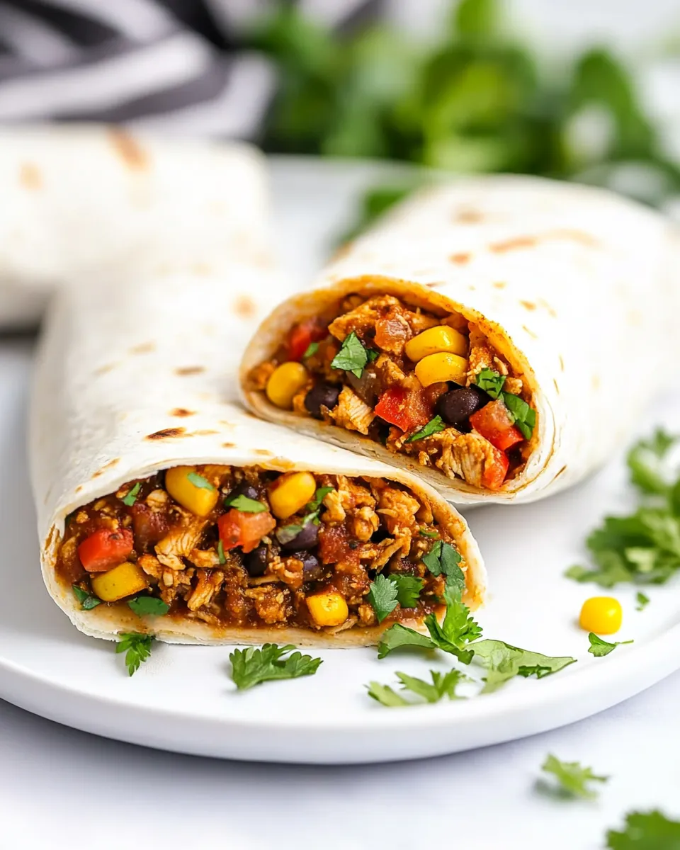 Quick Crockpot Chicken Burritos shot