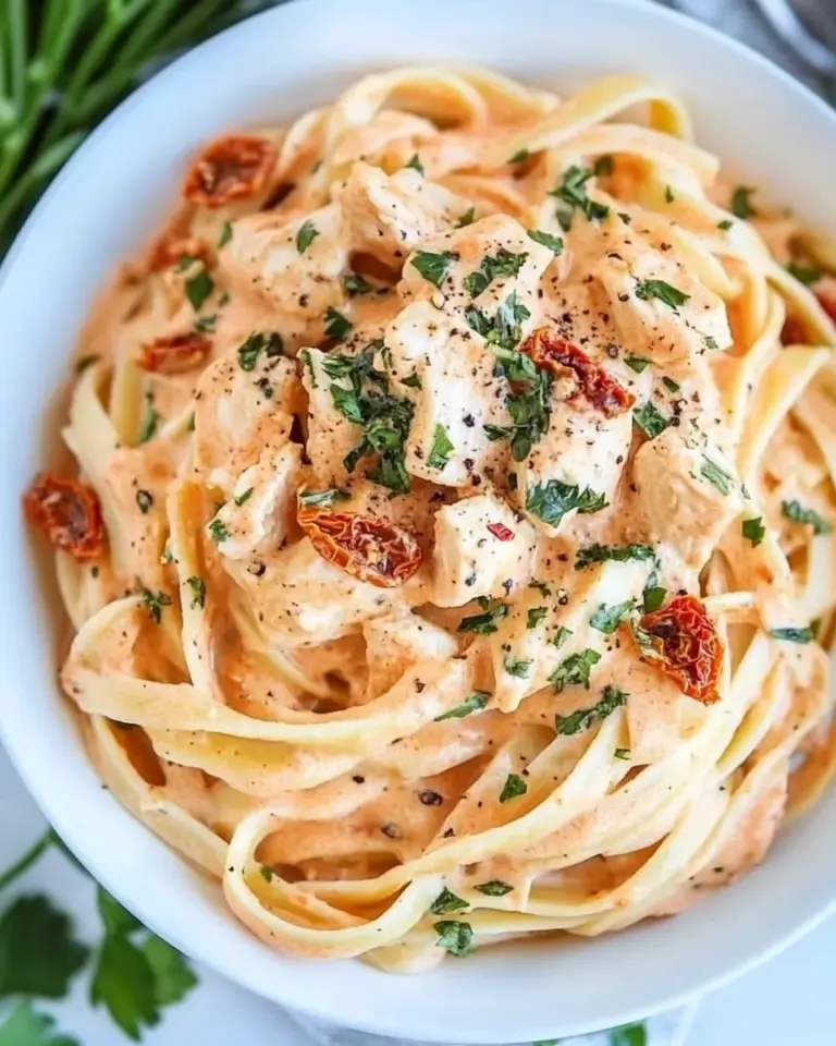 Easy Crockpot Sun-Dried Tomato Chicken Alfredo photo