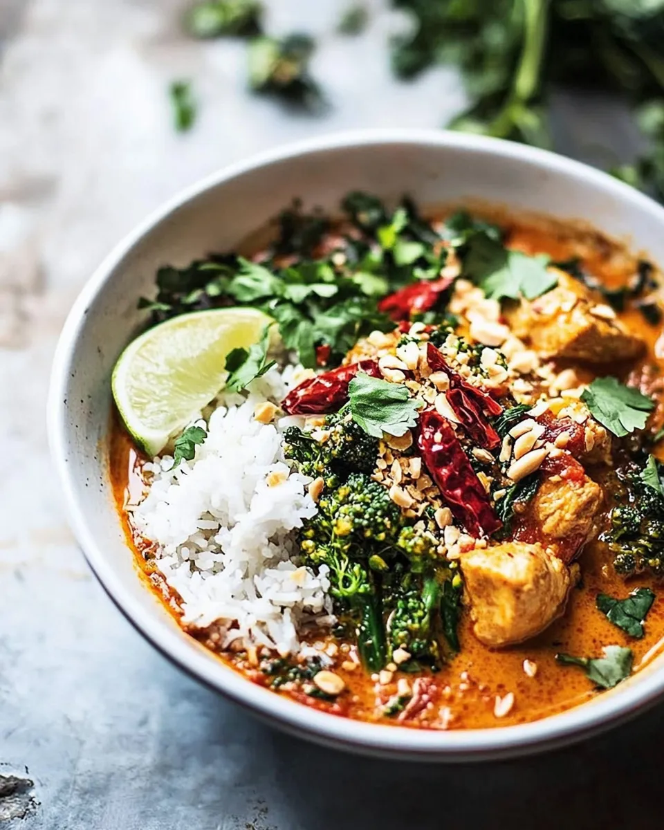 Perfect Crockpot Thai Broccoli Rabe Chicken Curry. picture