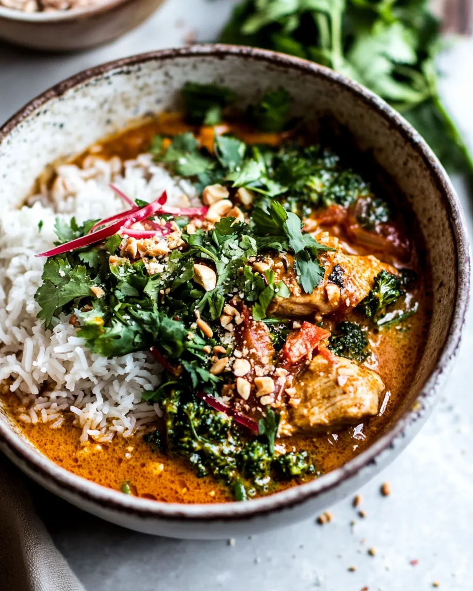 Homemade Crockpot Thai Broccoli Rabe Chicken Curry. dish image