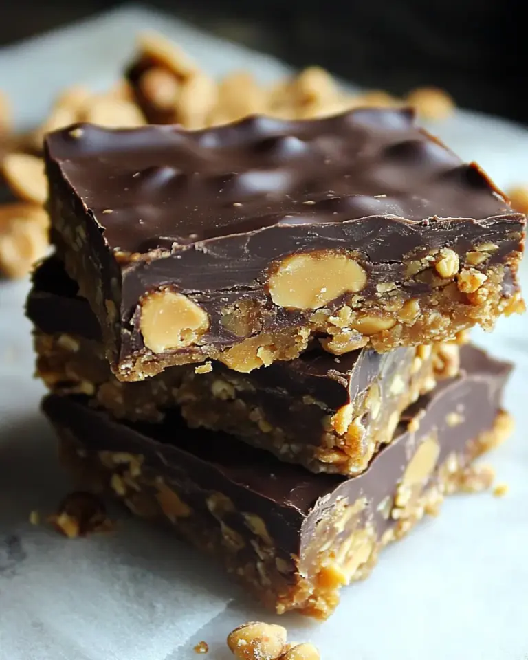 Homemade Crunchy No-Bake Chocolate Peanut Butter Bars photo
