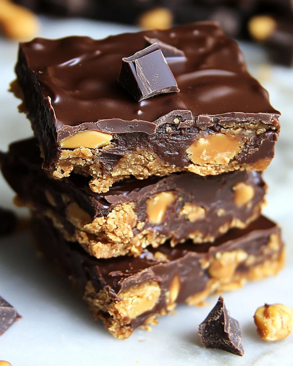 Easy Crunchy No-Bake Chocolate Peanut Butter Bars image