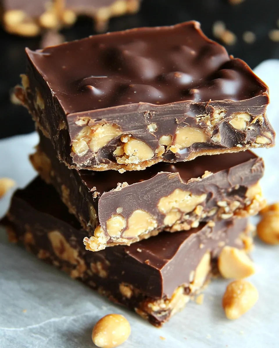 Delicious Crunchy No-Bake Chocolate Peanut Butter Bars recipe photo