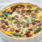 Homemade Crustless Quiche Recipe (Spinach, Sausage, and Sun-Dried Tomatoes) photo