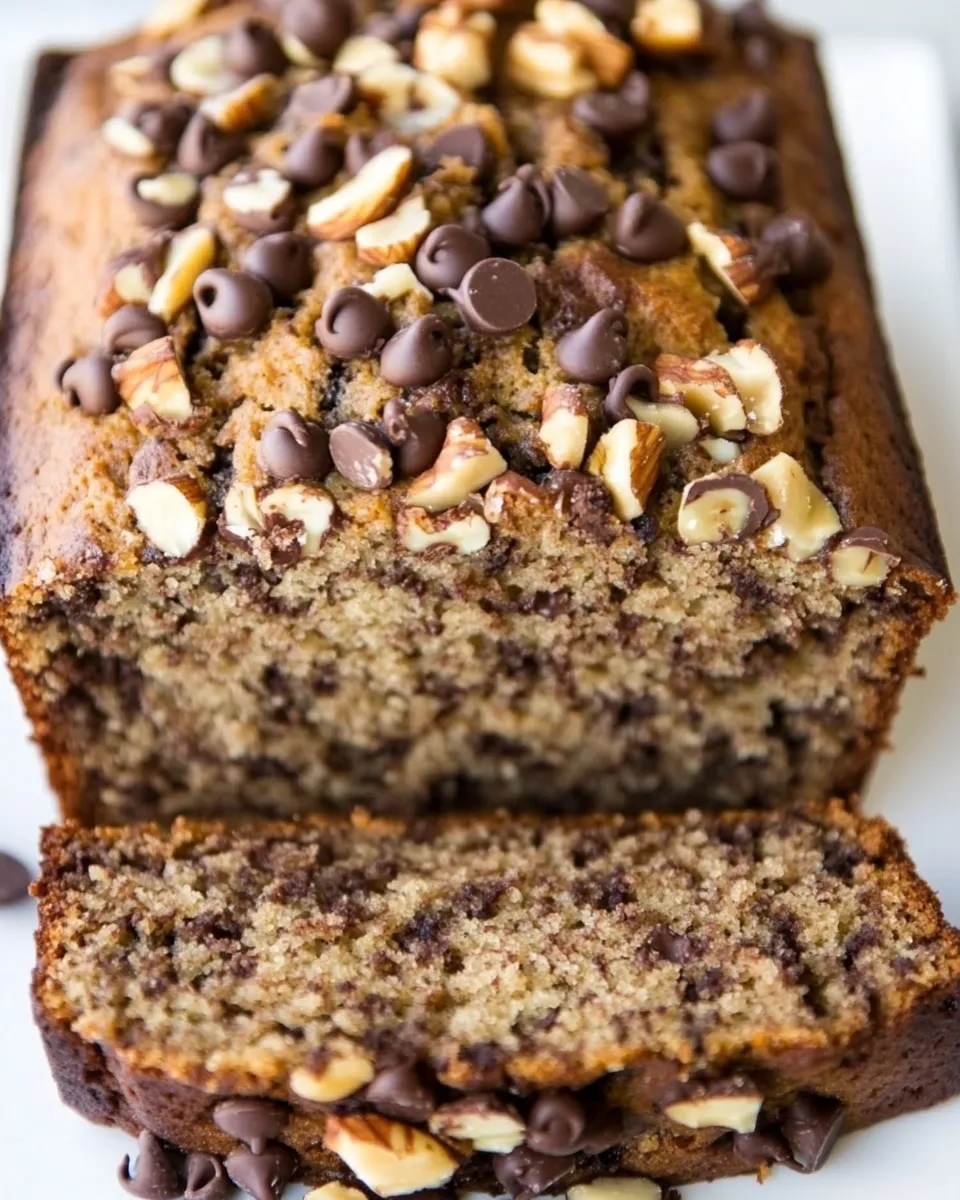 Delicious Dark Chocolate Chip & Walnut Banana Bread shot