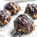 Healthy Dark Chocolate Covered Coffee Roasted Almond and Peanut Butter Oatmeal Bites. picture
