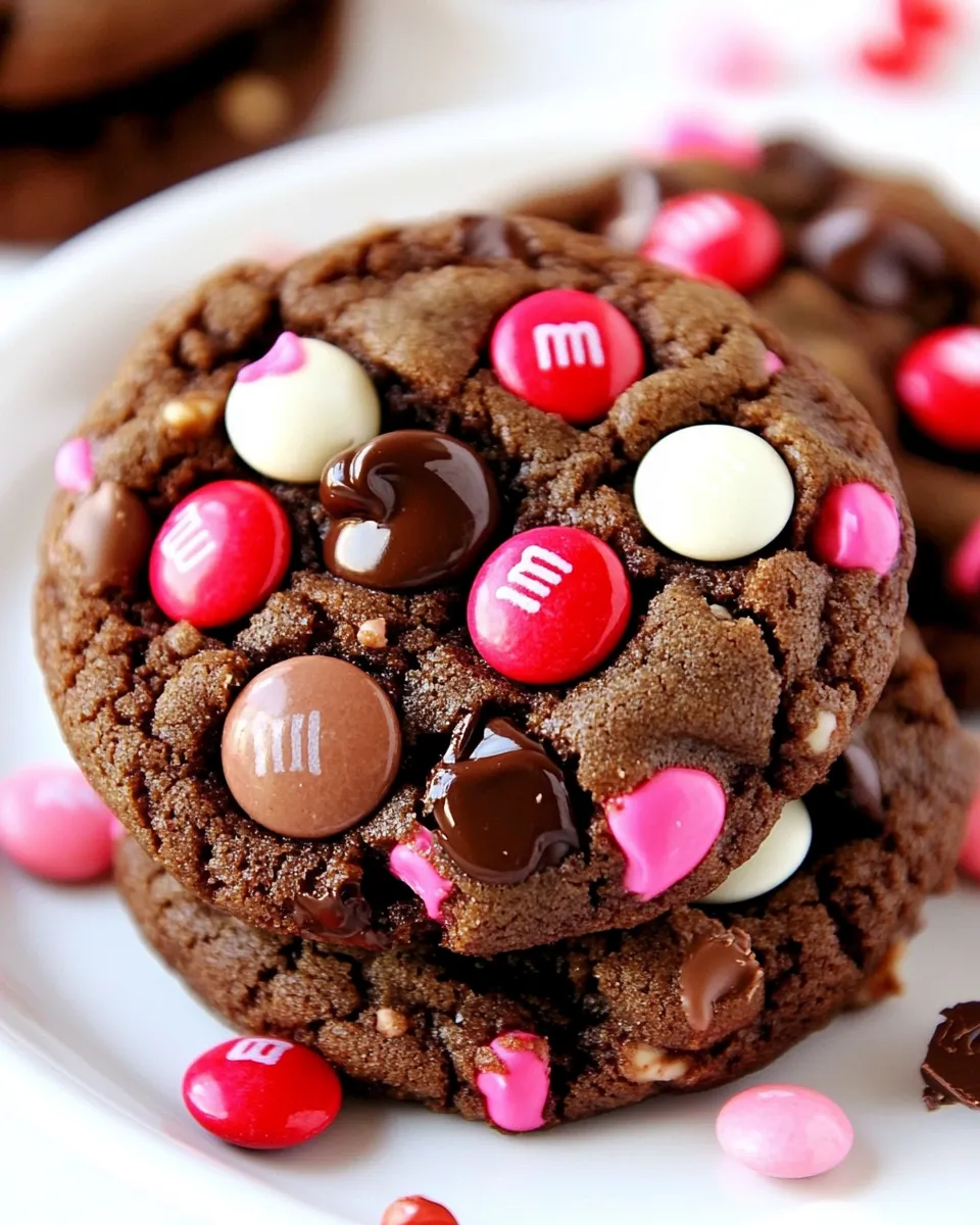 Easy Double Chocolate M&M Cookies Recipe shot
