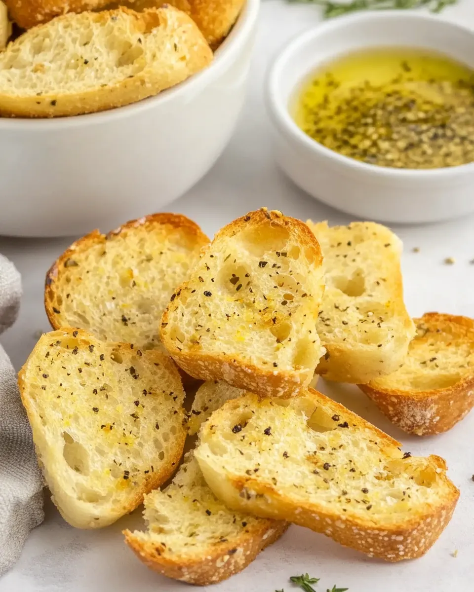 Quick Easy Baguette Crackers (Toasted Crostini) food shot