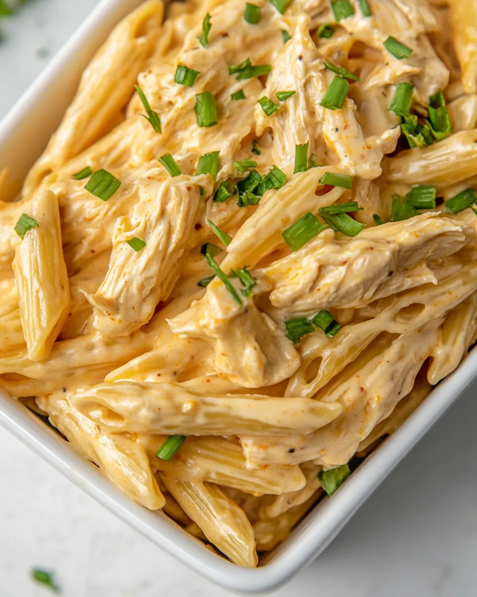 Delicious Easy Cheesy Buffalo Chicken Pasta food shot