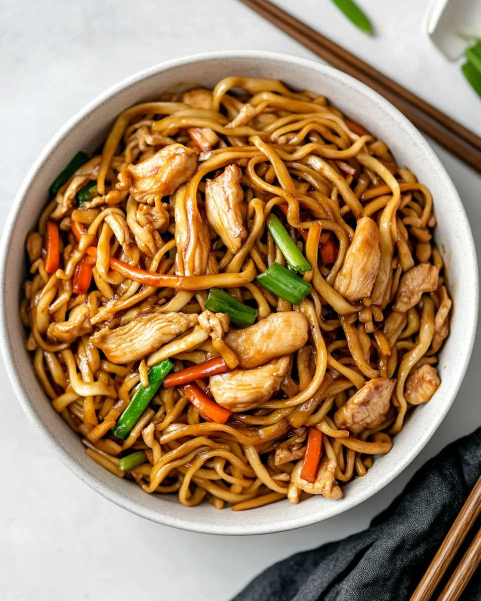 Quick Easy Chicken Chow Mein shot