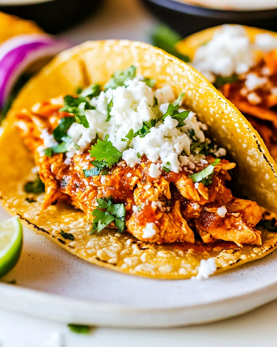 Quick Easy Chicken Tinga Tacos food shot