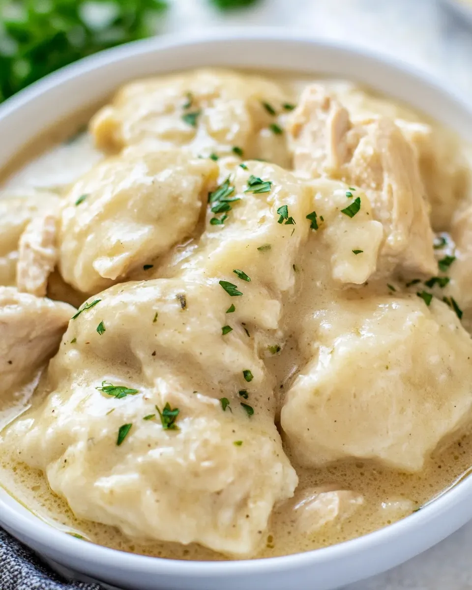Quick Easy Crock Pot Chicken and Dumplings dish photo