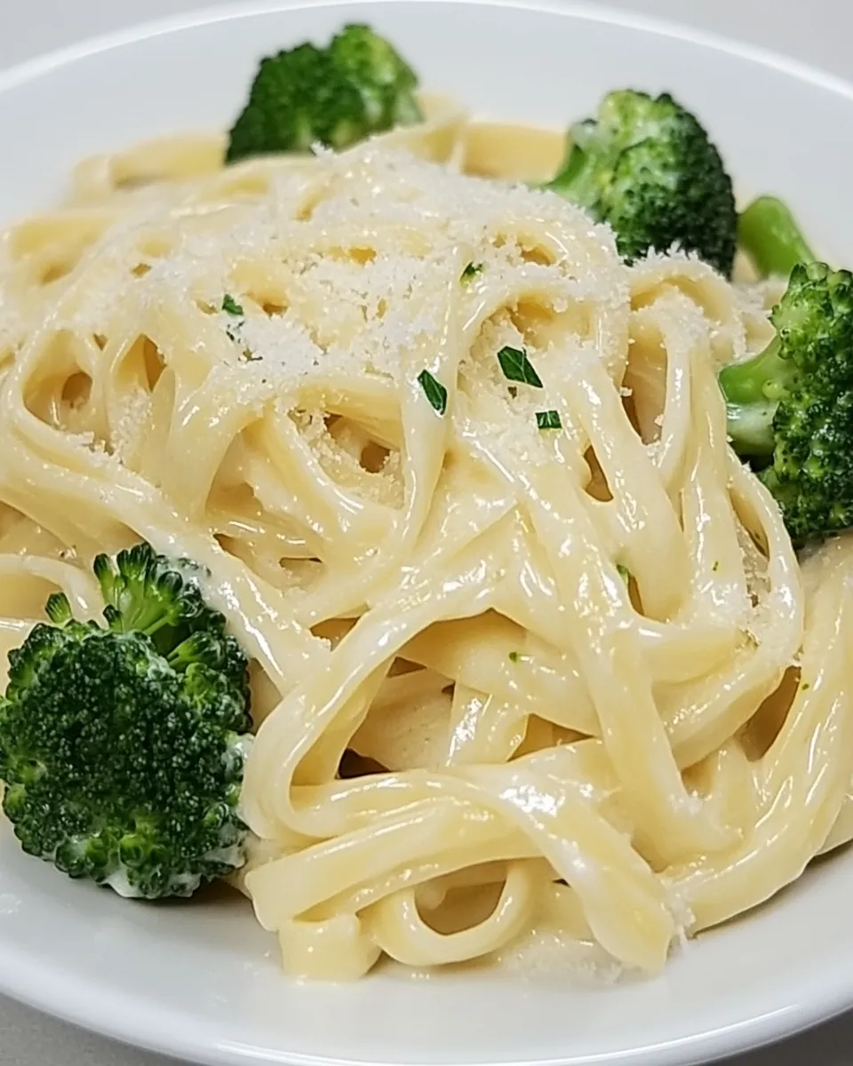 Homemade Easy Fettuccine Alfredo With Broccoli photo