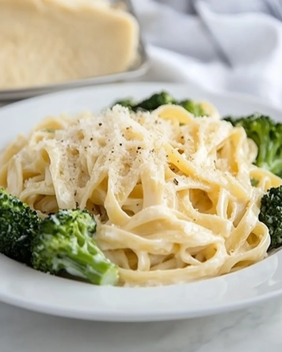 Classic Easy Fettuccine Alfredo With Broccoli image