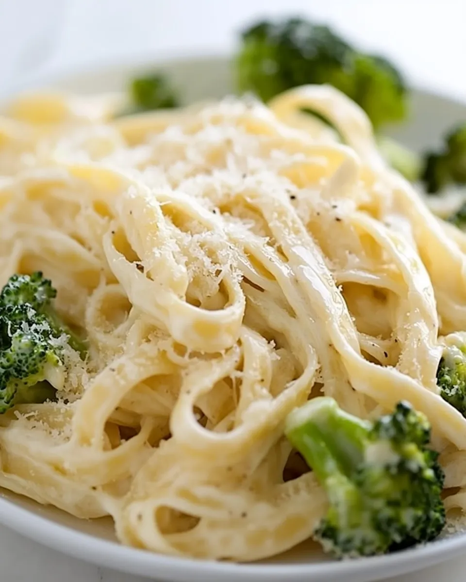 Quick Easy Fettuccine Alfredo With Broccoli shot