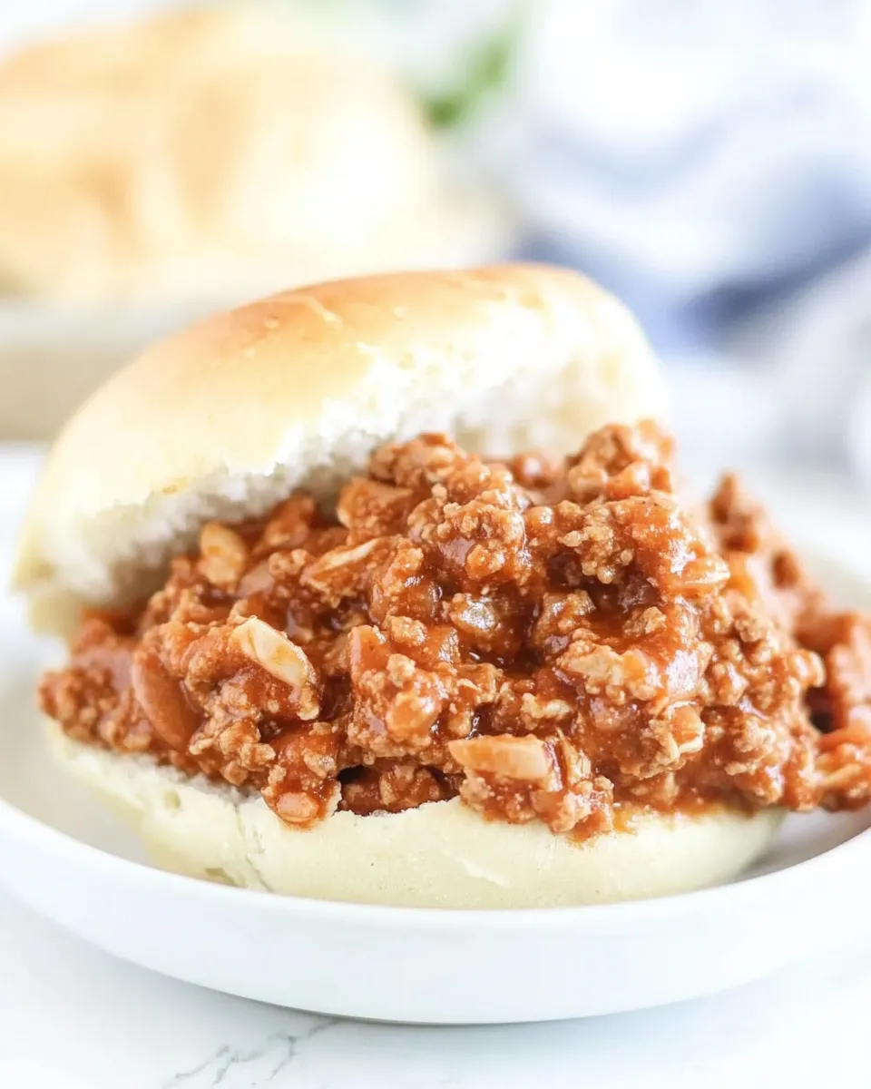 Delicious Easy Ground Chicken Sloppy Joes food shot