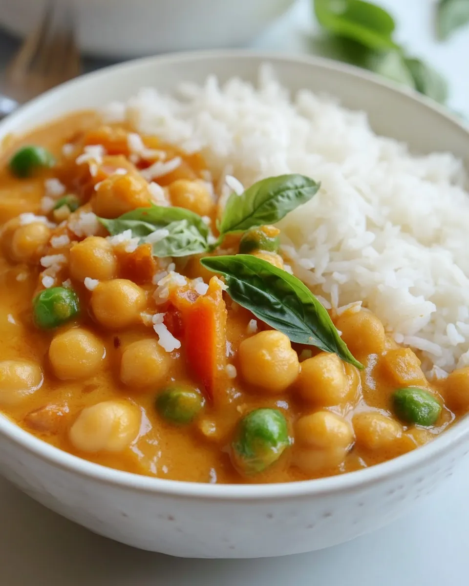Amazing Easy Thai-Style Chickpea Curry with Coconut Rice. recipe photo
