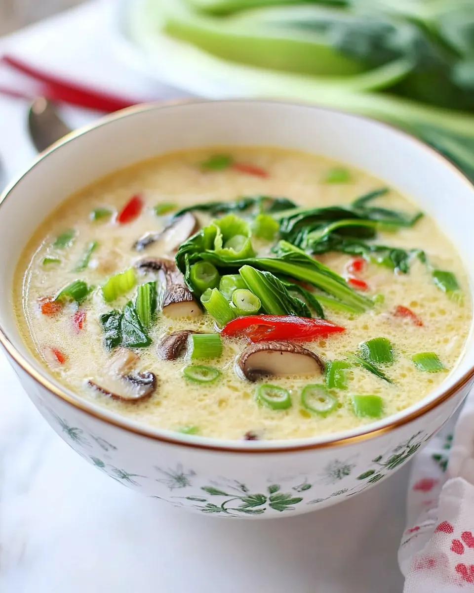 Easy Egg Drop Soup with Bok Choy and Mushrooms recipe photo