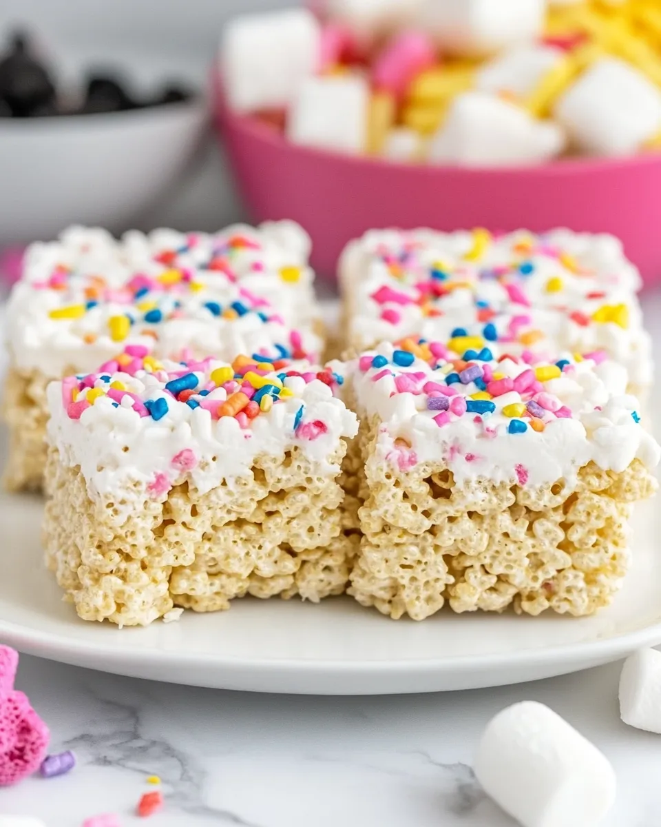 Tasty Extra-Marshmallow Rice Krispies Bars with Confetti shot
