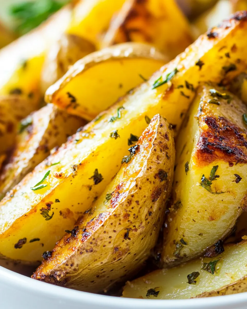 Delicious Extra Crispy Baked Garlic & Herb Potato Wedges image