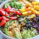 Easy Farmers Market Forbidden Rice Buddha Bowls with Apricot Tahini Sauce photo