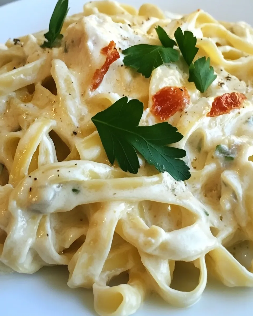 Homemade Fettuccine Alfredo with Fresh Pasta photo
