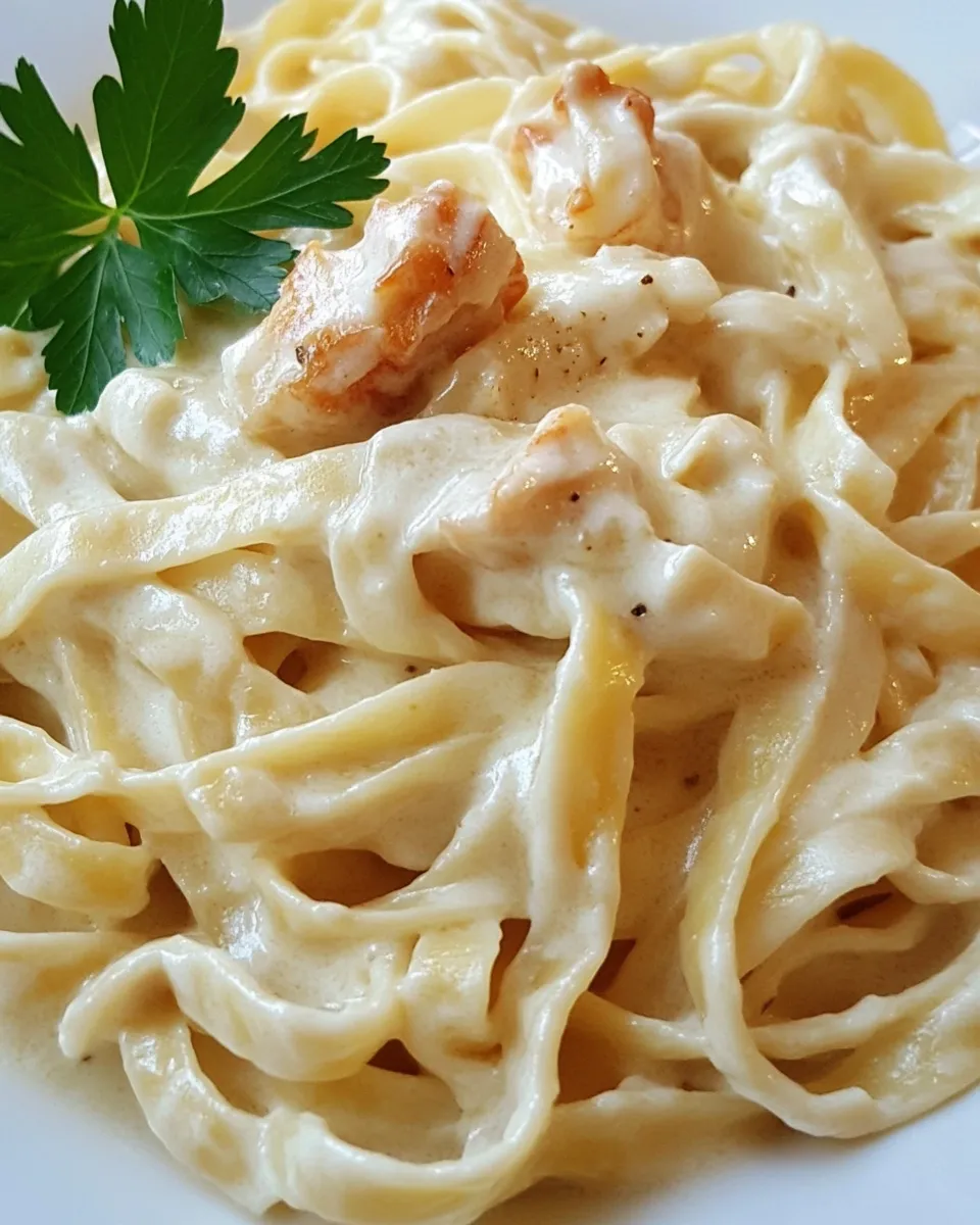 Delicious Fettuccine Alfredo with Fresh Pasta shot
