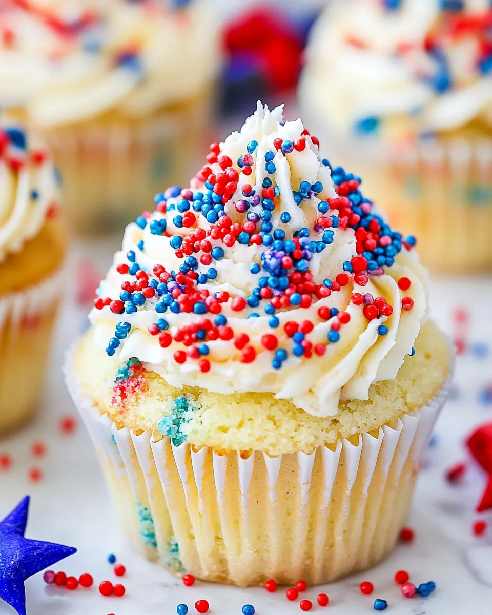 Delicious Fireworks Funfetti Cupcakes image