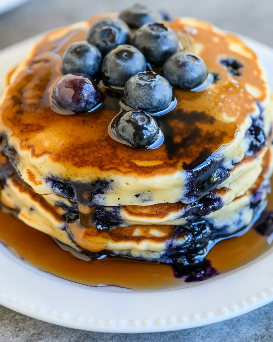 Delicious Fluffy Blueberry Pancakes shot