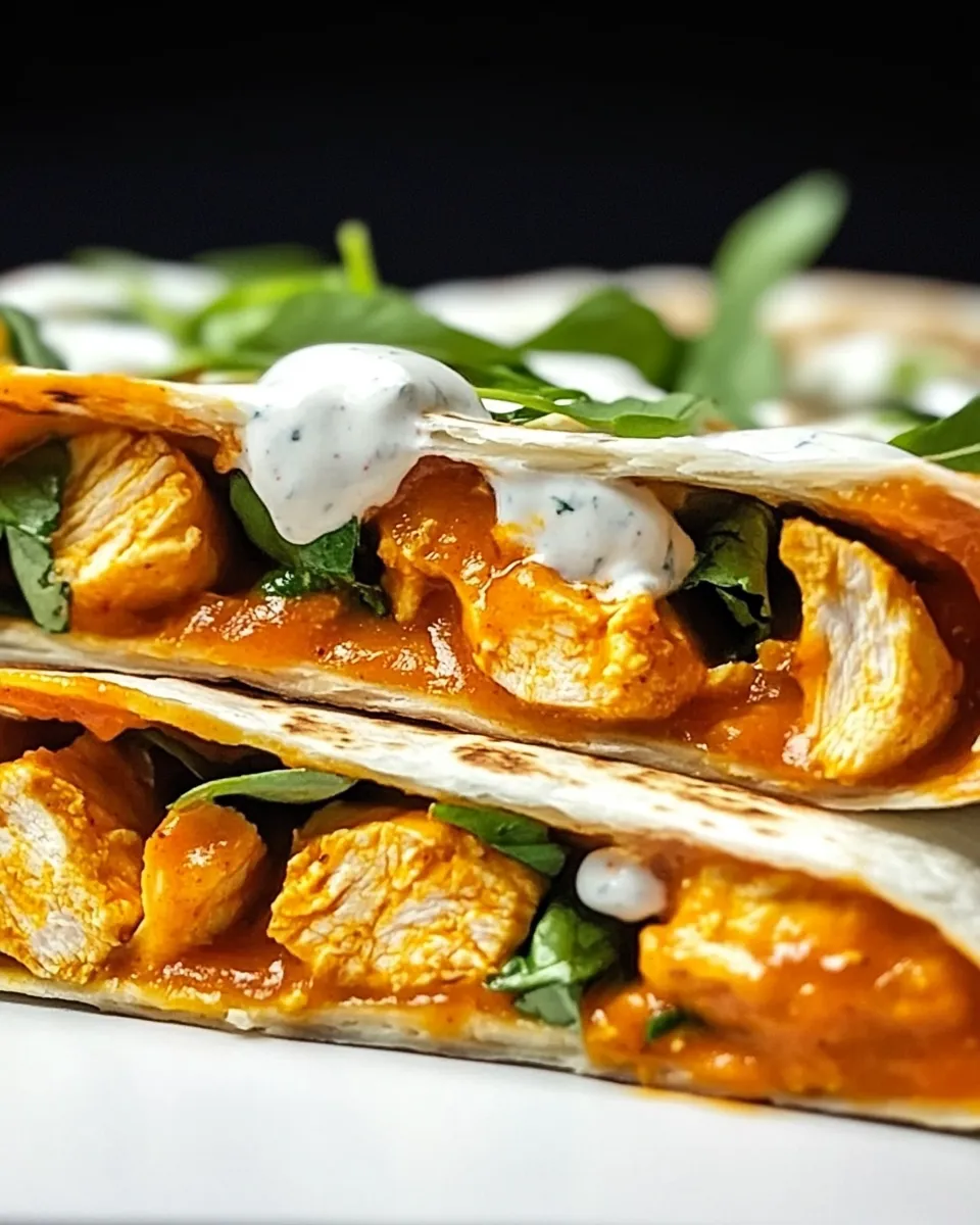 Delicious Folded Buffalo Chicken Wraps shot