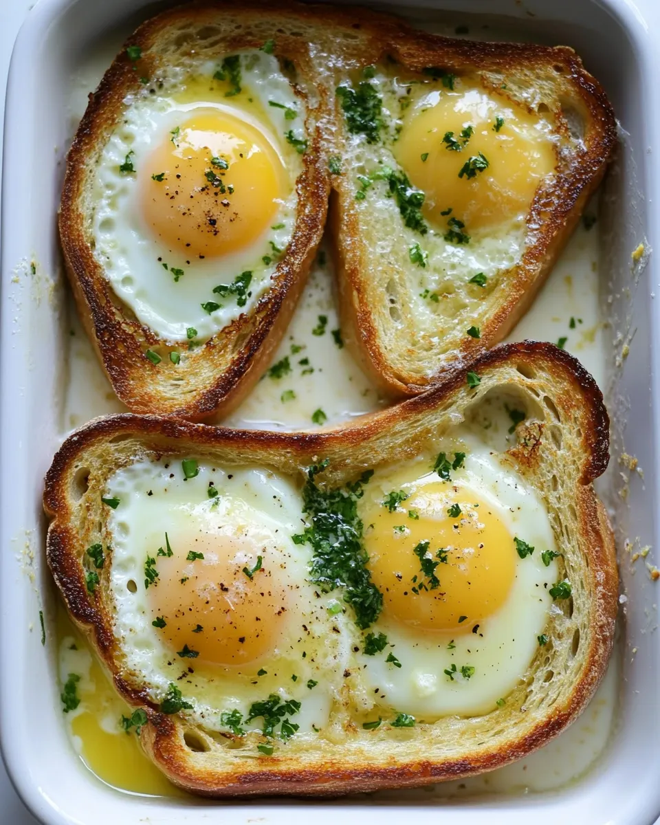 Easy French Baked Toast and Eggs in Cream. photo