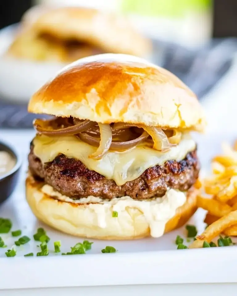 Homemade French Onion Burgers photo