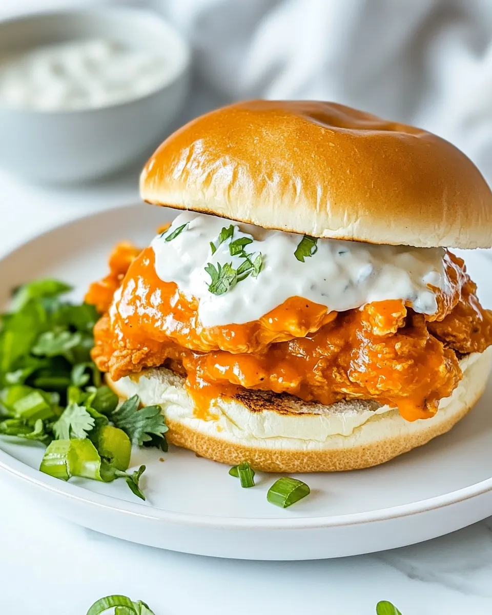 Delicious Fried Buffalo Chicken Sandwich shot