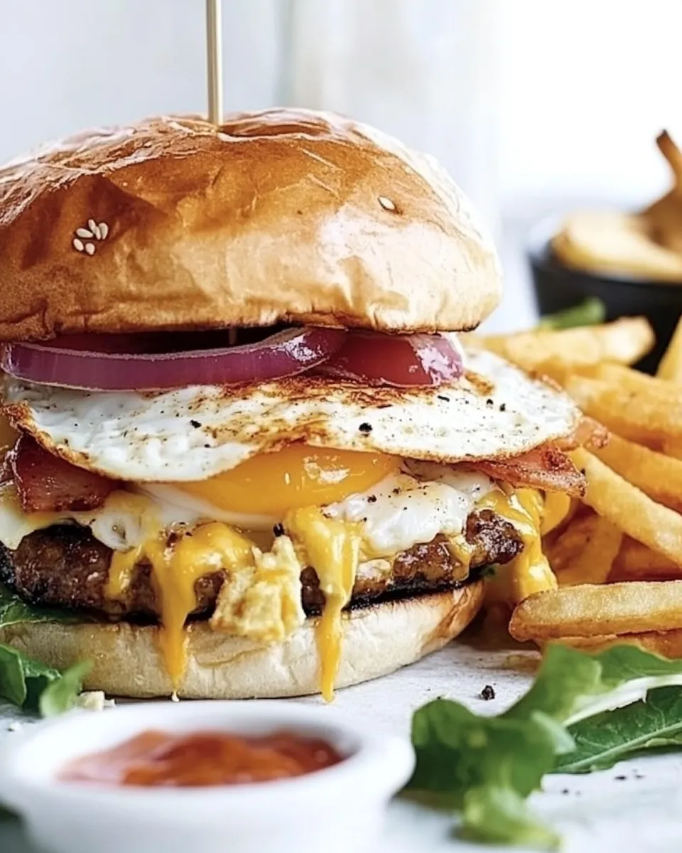 Homemade Fried Egg Burger photo