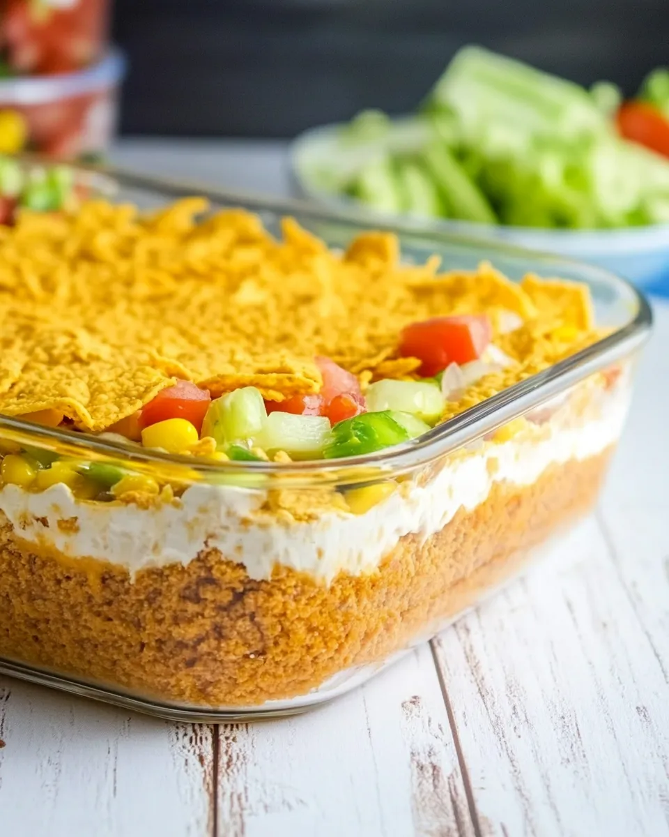 Delicious Fritos Mexican Layered Dip shot