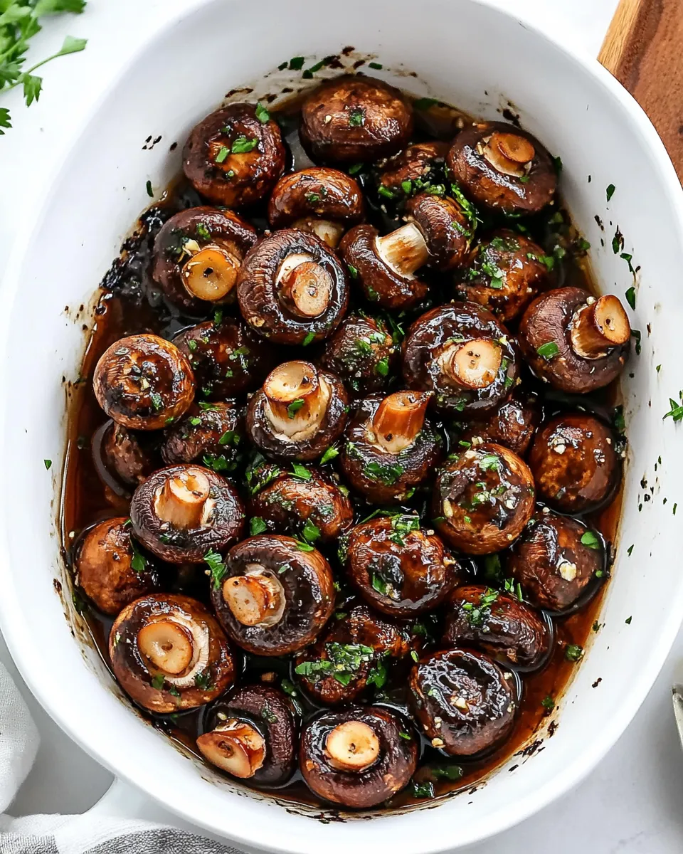 Savory Garlic Balsamic Mushrooms food shot