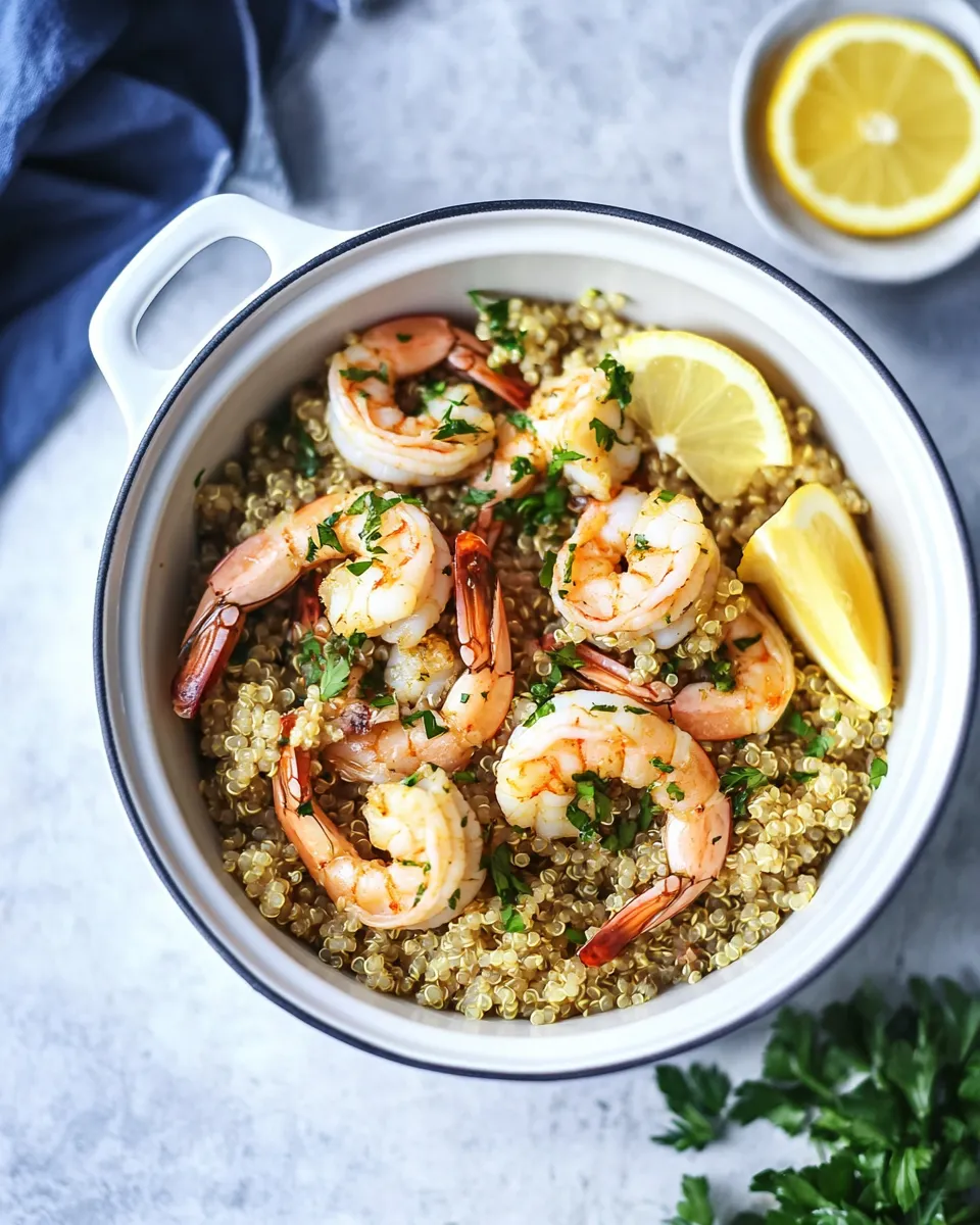 Healthy Garlic Butter Shrimp and Quinoa in the Slow Cooker shot