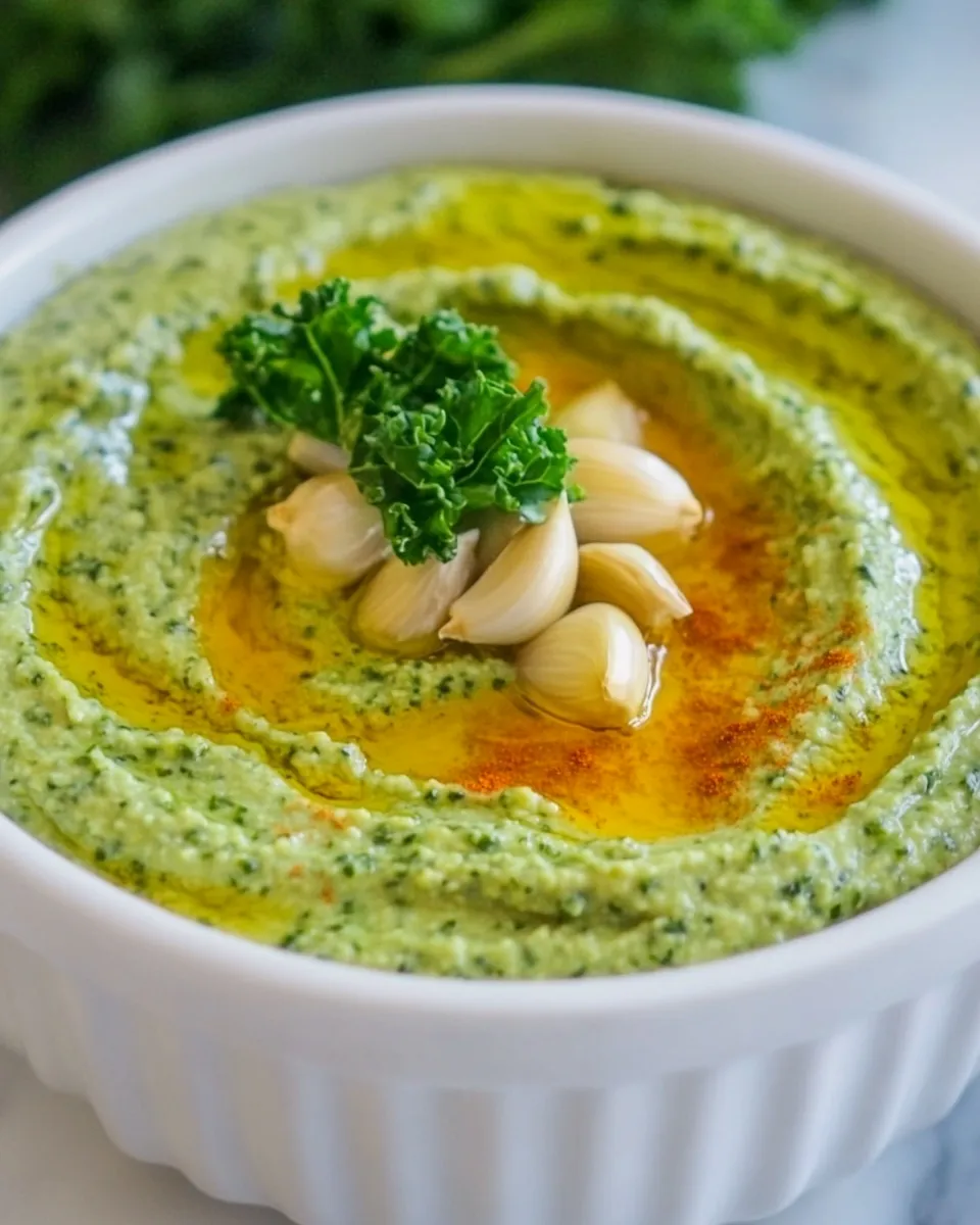 Easy Garlic Kale Hummus Dip recipe photo