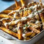 Simple Garlic Parmesan French Fries Dressed in Caesar Dressing. image