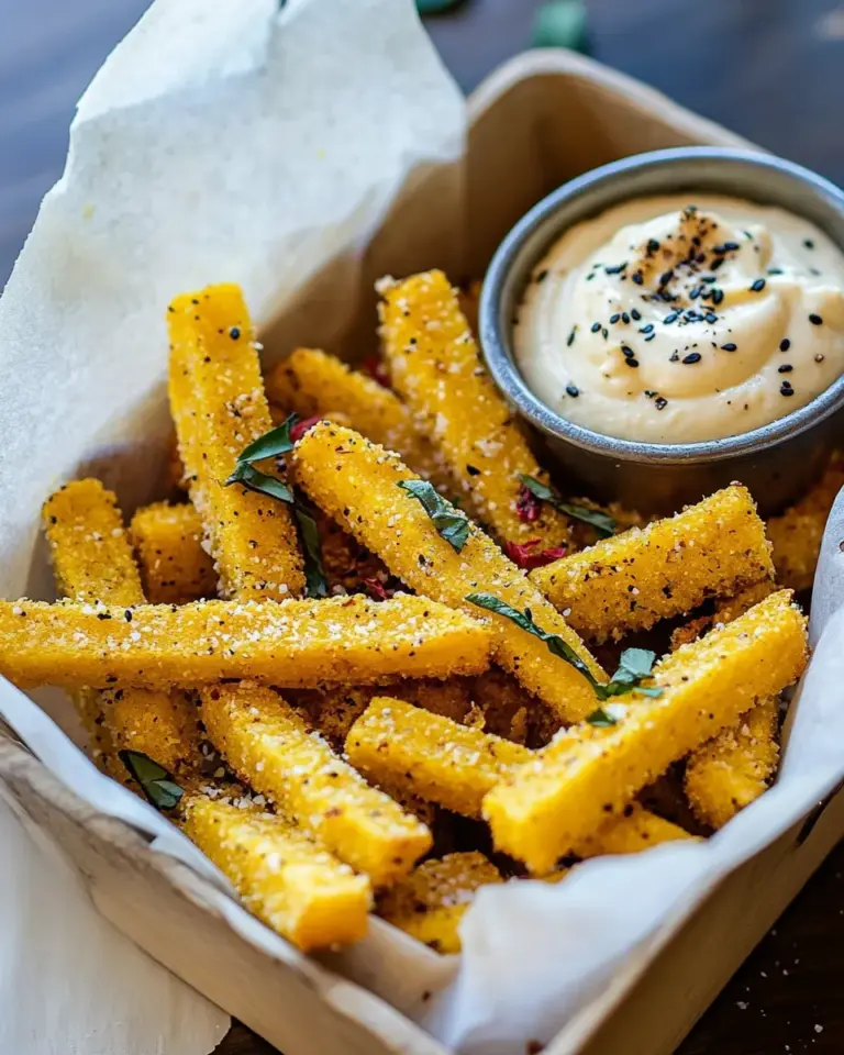 Best Garlic Parmesan Herb Butter Polenta Fries with Lemon Aioli. recipe image
