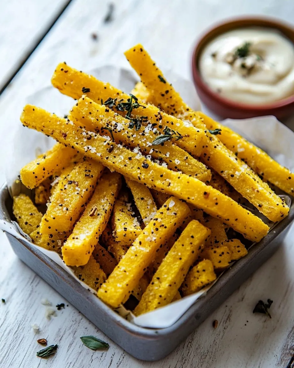 Quick Garlic Parmesan Herb Butter Polenta Fries with Lemon Aioli. photo