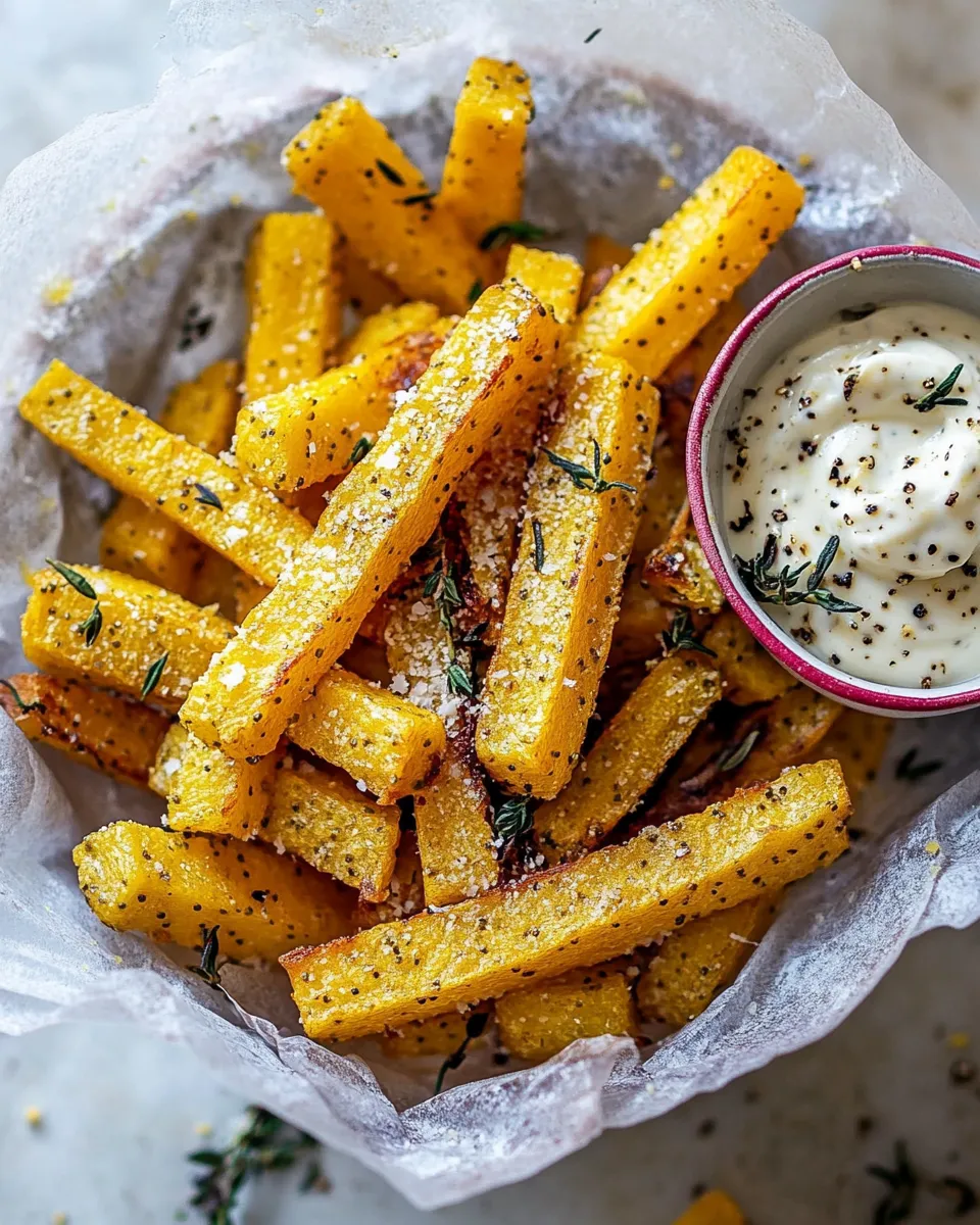 Quick Garlic Parmesan Herb Butter Polenta Fries with Lemon Aioli. food shot