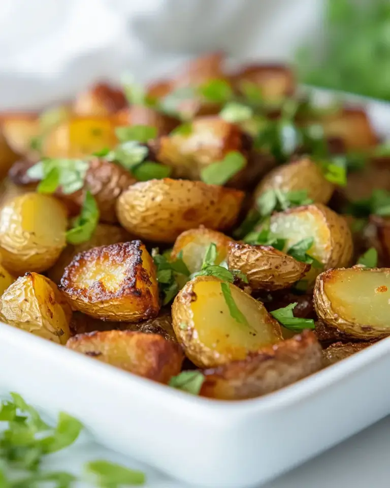 Homemade Garlicky Crispy Potatoes with All The Herbs. recipe photo