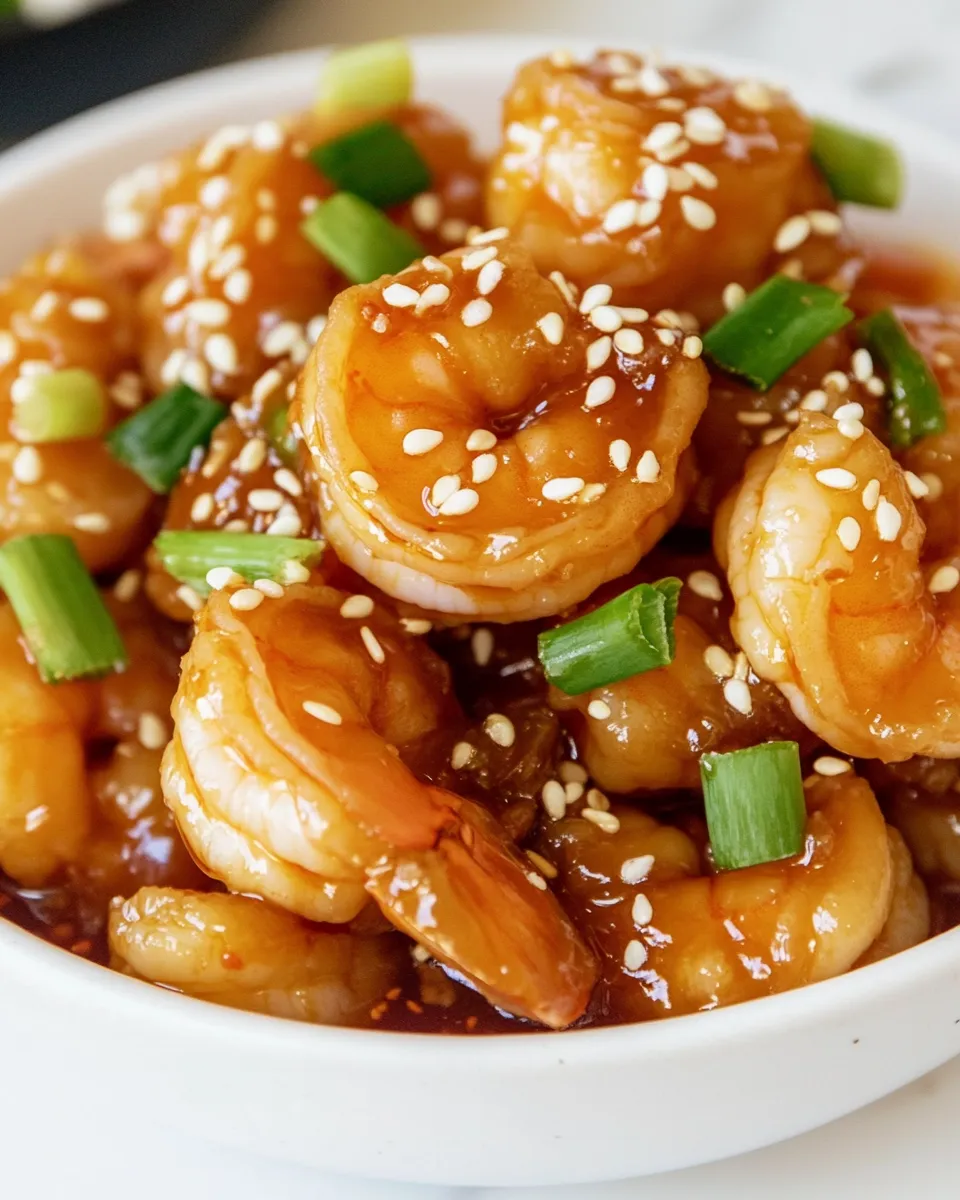 Delicious General Tso Shrimp shot